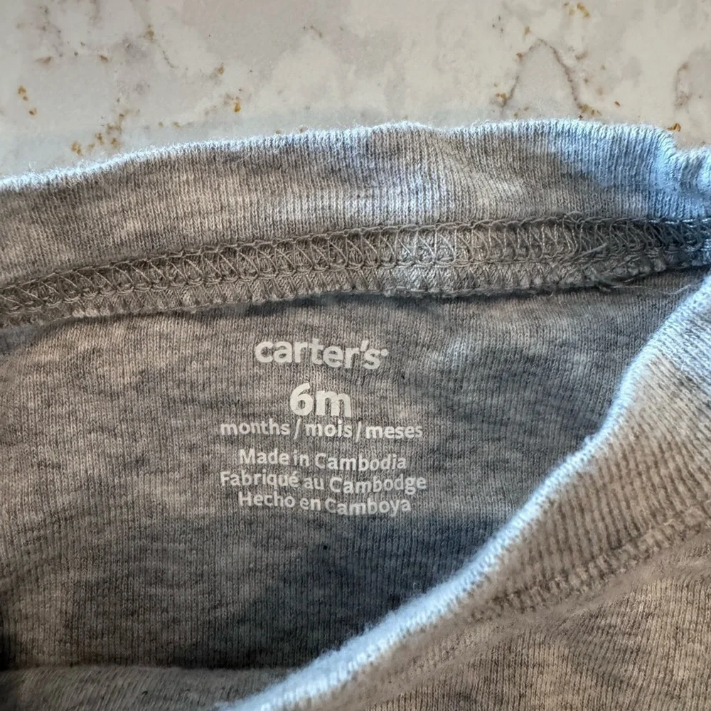 6M Carter’s - Gray Long Sleeve Baby Onesie